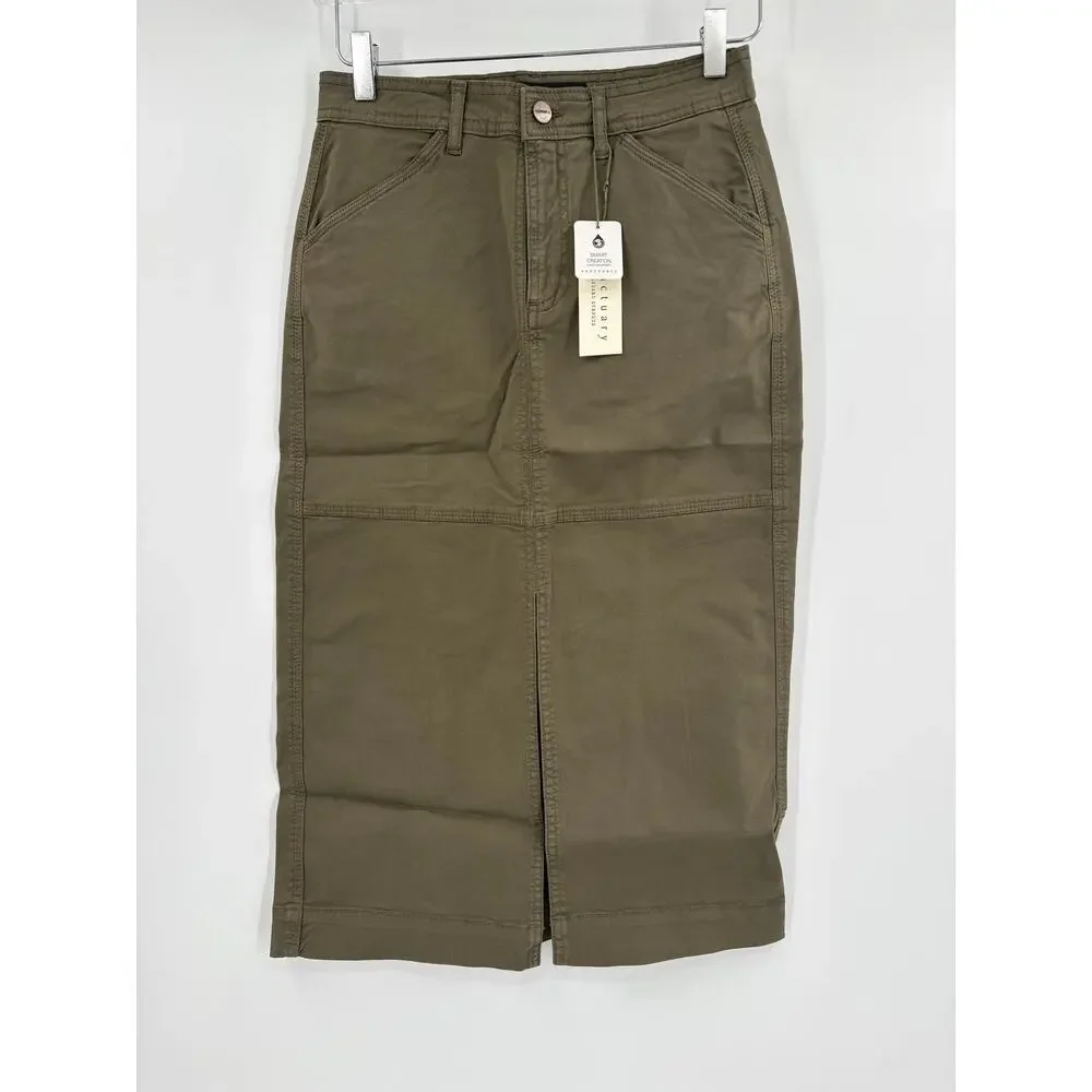 SANCTUARY Skirt Size 24 NEW Olive Green Midi Triple Threat Cargo Pockets